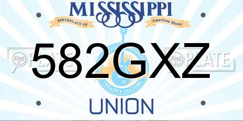 582GXZ Mississippi License Plate
