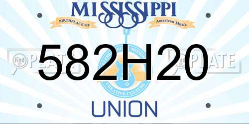 582H20 Mississippi License Plate