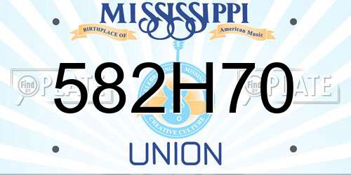 582H70 Mississippi License Plate