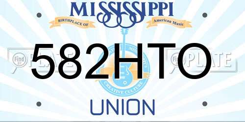 582HTO Mississippi License Plate