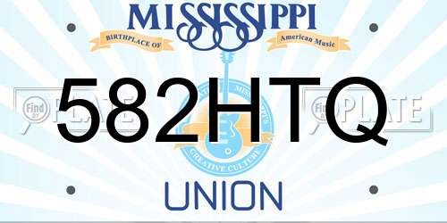 582HTQ Mississippi License Plate