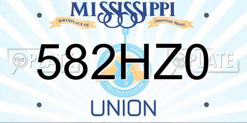 582HZ0 Mississippi License Plate