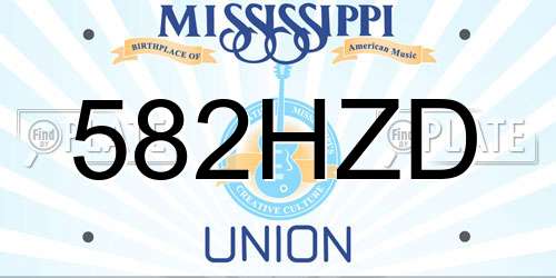 582HZD Mississippi License Plate