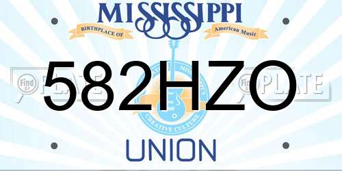 582HZO Mississippi License Plate