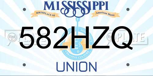 582HZQ Mississippi License Plate