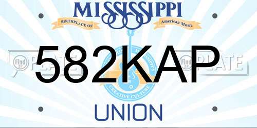 582KAP Mississippi License Plate