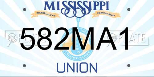 582MA1 Mississippi License Plate