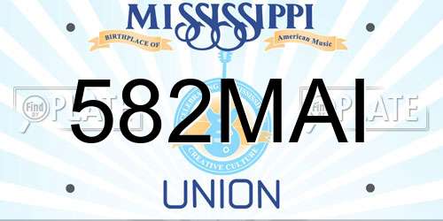 582MAI Mississippi License Plate