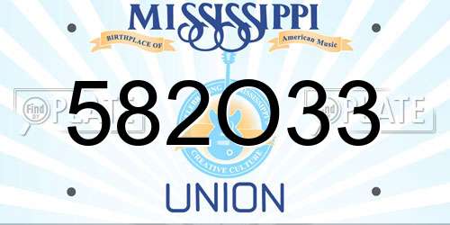 582O33 Mississippi License Plate