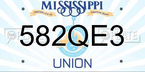 582QE3 Mississippi License Plate