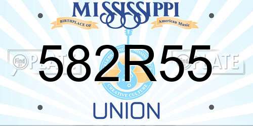 582R55 Mississippi License Plate