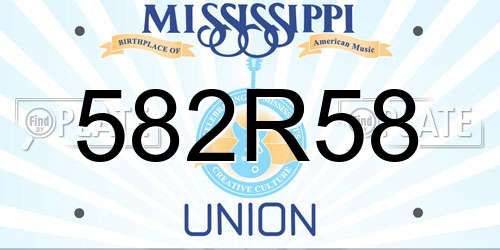 582R58 Mississippi License Plate