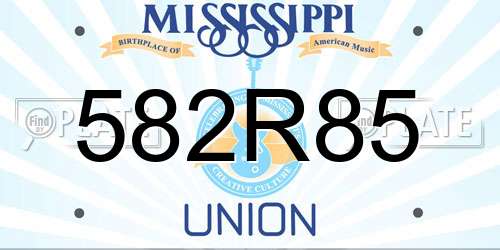 582R85 Mississippi License Plate