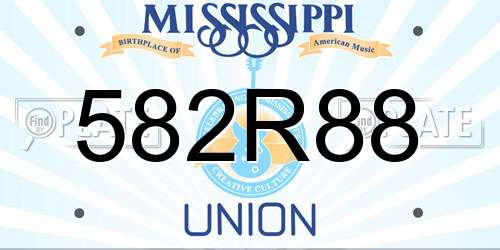 582R88 Mississippi License Plate