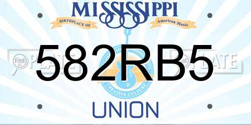 582RB5 Mississippi License Plate