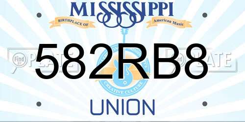 582RB8 Mississippi License Plate