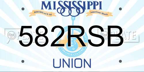 582RSB Mississippi License Plate