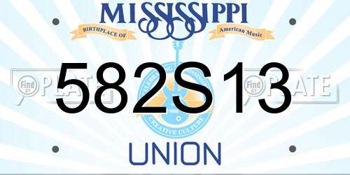 582S13 Mississippi License Plate