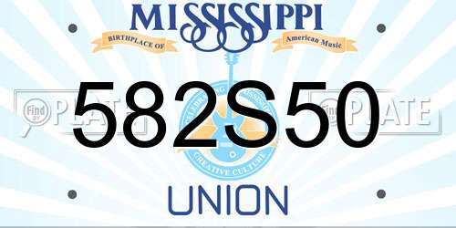 582S50 Mississippi License Plate