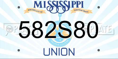 582S80 Mississippi License Plate