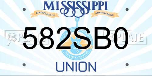 582SB0 Mississippi License Plate
