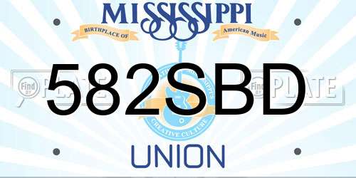 582SBD Mississippi License Plate