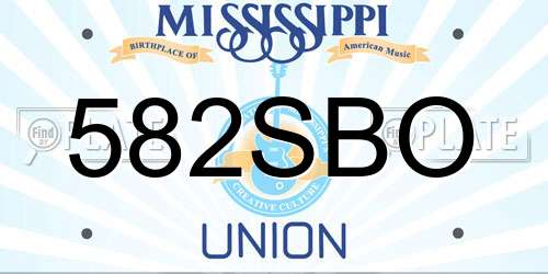 582SBO Mississippi License Plate