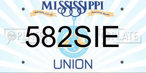 582SIE Mississippi License Plate