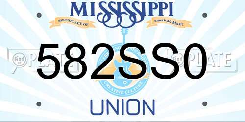 582SS0 Mississippi License Plate