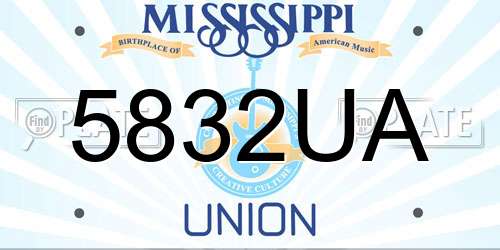 5832UA Mississippi License Plate