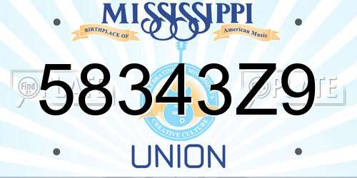 58343Z9 Mississippi License Plate