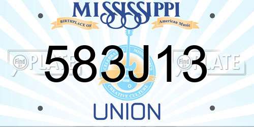 583J13 Mississippi License Plate