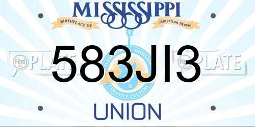 583JI3 Mississippi License Plate