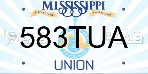583TUA Mississippi License Plate