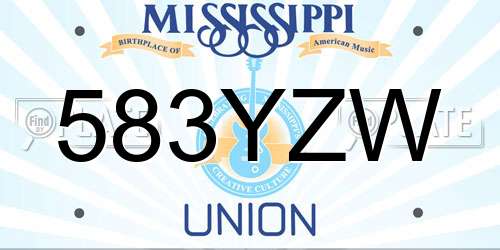 583YZW Mississippi License Plate