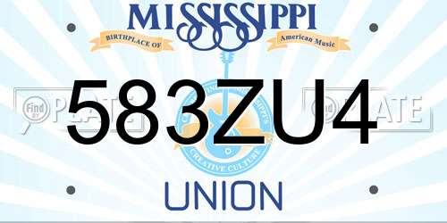 583ZU4 Mississippi License Plate