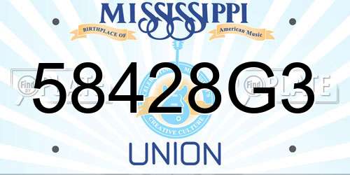 58428G3 Mississippi License Plate