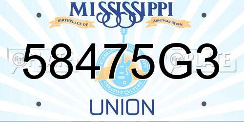 58475G3 Mississippi License Plate