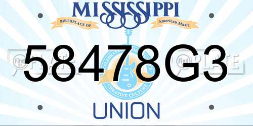 58478G3 Mississippi License Plate