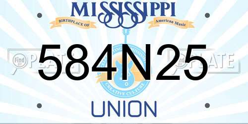 584N25 Mississippi License Plate