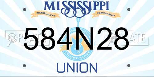 584N28 Mississippi License Plate