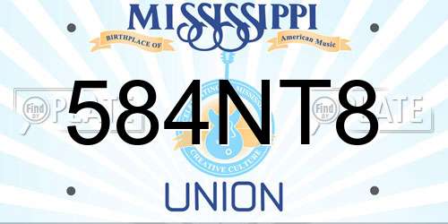 584NT8 Mississippi License Plate