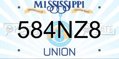 584NZ8 Mississippi License Plate