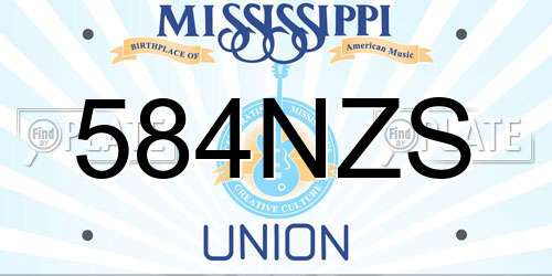 584NZS Mississippi License Plate