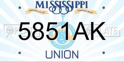 5851AK Mississippi License Plate