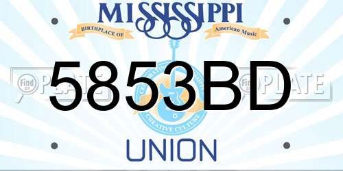 5853BD Mississippi License Plate