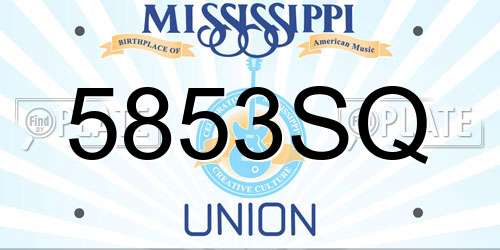 5853SQ Mississippi License Plate