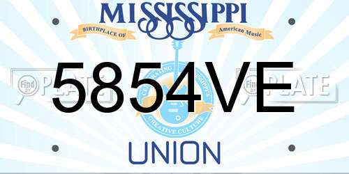 5854VE Mississippi License Plate