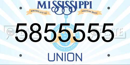 5855555 Mississippi License Plate