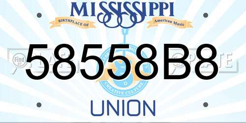 58558B8 Mississippi License Plate